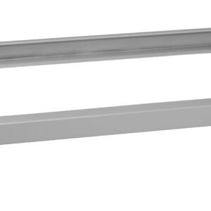 Gray rectangular metal dolly with four black swivel caster wheels, designed for transporting heavy items. The structure is simple and sturdy, featuring a low-profile frame suitable for various industrial or commercial uses.