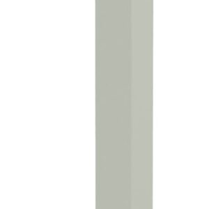 A tall, slender, rectangular post with a light gray surface stands against a plain white background.