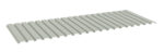A light gray corrugated metal sheet with evenly spaced ridges shown from a slight angle, resting on a white background.