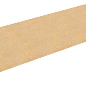 A rectangular sheet of medium-density fiberboard (MDF) with a smooth, light brown surface against a white background. The board appears slightly angled, displaying its thickness.