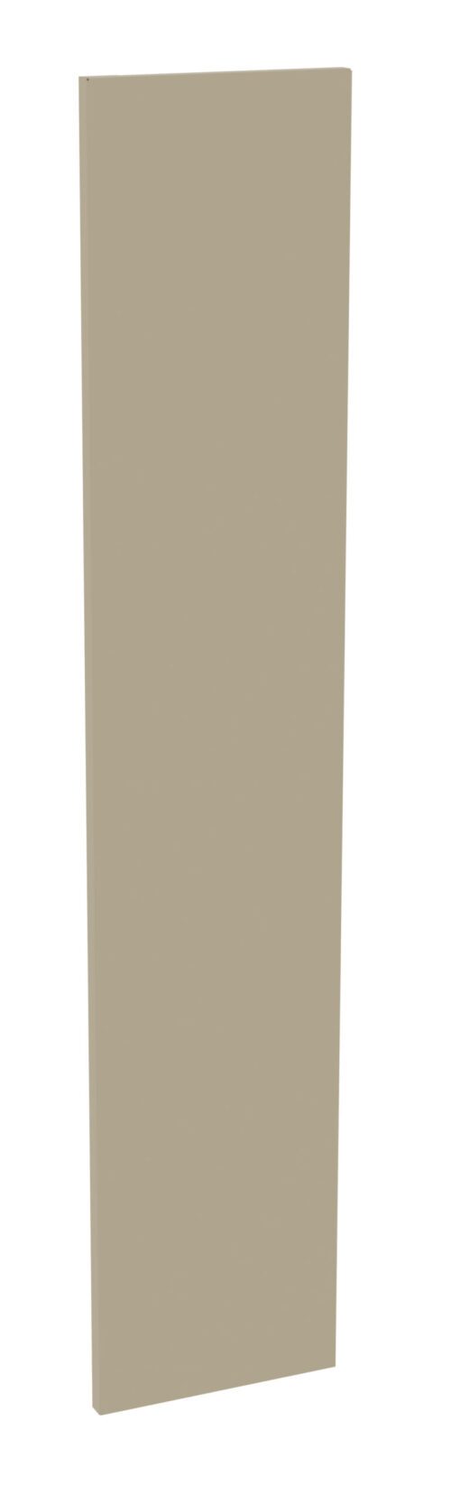 A tall, narrow, rectangular object with a smooth surface and a beige color, positioned vertically against a plain white background.