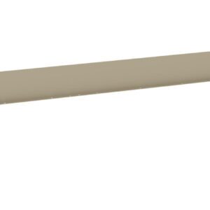 A long, beige L-shaped metal bracket with small holes along the edges. The bracket is positioned horizontally with one end bent at a right angle.