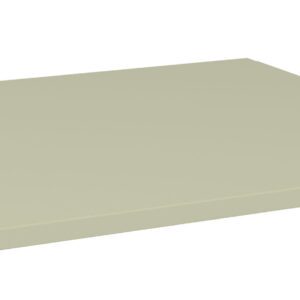 A flat, rectangular metal shelf with small circular holes near the edges, shown against a white background. The shelf appears to be a single, solid color.