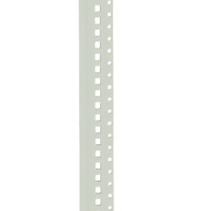 A transparent, elongated ruler with a central vertical column of alternating short and long notches along its length, set against a white background.