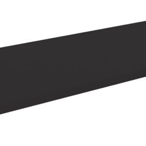 A black, rectangular, and flat shelf with a matte finish. It is shown from a slightly angled perspective against a white background.
