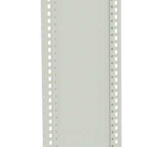 Tall, narrow, beige metal panel with small holes along the edges, positioned vertically against a white background.