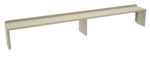A long, beige metal bracket with right-angled edges and multiple screw holes for mounting. It features two supporting legs for stability and is likely designed for shelving or structural support.