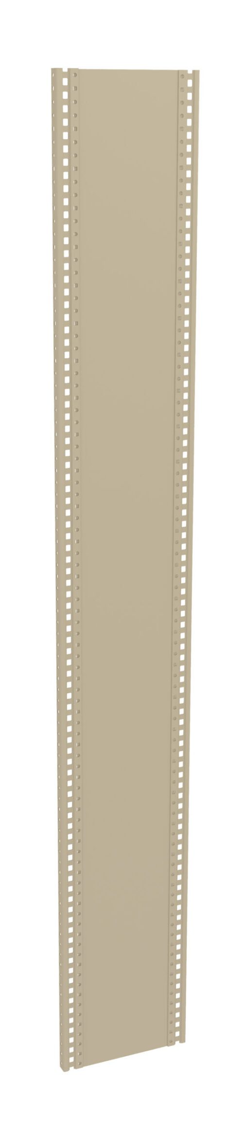 mpvtn5kcpo36stm3snaz.jpg A tall, beige, rectangular metal panel with evenly spaced perforations along both vertical edges. The design suggests it may be used for construction or as part of an assembly system.