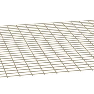 A 3D-rendered image of a rectangular wire mesh panel, viewed at an angle. The mesh is uniformly grid-like with evenly spaced horizontal and vertical lines, resembling a flat lattice structure on a white background.