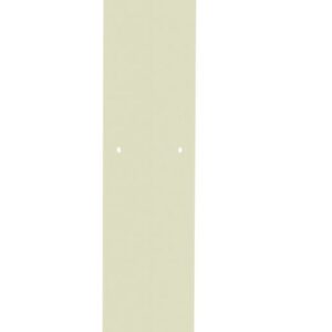 A vertical, light green, rectangular metal strip with a pointed base and a series of small holes distributed along its length, likely for mounting or attaching purposes.