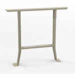 A beige metal table leg frame with a T-shaped design, featuring a sturdy horizontal top bar, vertical support, and two angled base supports. The structure is set against a plain white background.