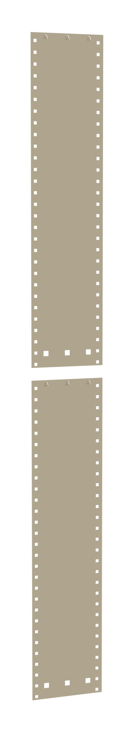 onrtaxyyi5hf43jt3m4c.jpg Two brown rectangular perforated cards, resembling vintage punch cards, are vertically aligned with a small gap in between. Each card features a series of evenly spaced holes along both sides and a few square holes at the bottom.