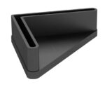 A black, L-shaped object with smooth, rounded edges and a hollow interior. The design creates an optical illusion of a continuous line bending inwards, resembling a corner in three-dimensional space.