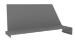Gray metal bracket with a folded L-shape design, featuring a wide, flat base and a slanted back panel. The minimalist structure appears to be used for supporting or mounting objects on a flat surface.