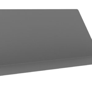Gray metal bracket with a folded L-shape design, featuring a wide, flat base and a slanted back panel. The minimalist structure appears to be used for supporting or mounting objects on a flat surface.