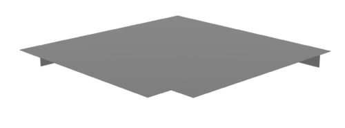 A simple, flat 3D illustration of a gray rectangular sheet with a notched corner on a white background.