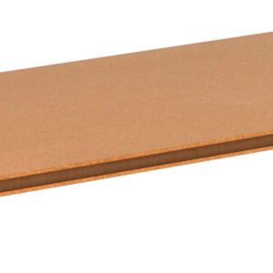 A flat, rectangular piece of cork board with smooth edges and a uniform brown color. The board is thin and appears suitable for use as a notice board or for craft projects. The surface is clean and without any visible markings or designs.
