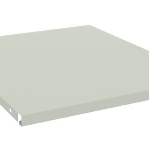 A light gray, flat, rectangular panel with smooth edges, slightly elevated from the white background. Small holes are visible on the shorter sides, suggesting it may be a shelf or a similar component.