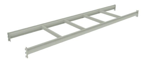 An angled view of a metal ladder tray with five evenly spaced rungs, designed to support and organize cables. The tray is composed of parallel side rails connected by metal crossbars. Its likely used in electrical or industrial settings.
