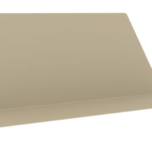 A beige, minimalist metal shelf with a rectangular base and a slightly angled back panel, designed to hold items securely against a wall. The shelf has a clean, simple design with smooth edges.