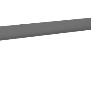 A gray, L-shaped metal bracket with three sides is displayed against a plain white background. The bracket is angled with its longer edge facing towards the viewer, showing the bend at the corners.