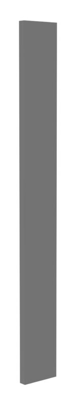 A tall, thin rectangular solid object with a gray color. It is positioned vertically against a plain white background.
