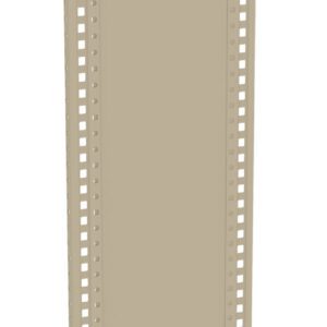 An upright, rectangular beige panel with a series of small perforations along both vertical edges, resembling a server rack or shelving support. The image has a plain white background.