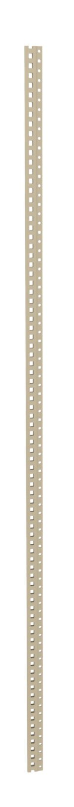A vertical metal post with evenly spaced perforated holes along its length, set against a white background. The post is beige in color and has a slender, tall structure.