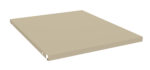 Image of a beige, rectangular shelf panel with two small circular holes on the left side. The flat surface is shown against a plain white background.