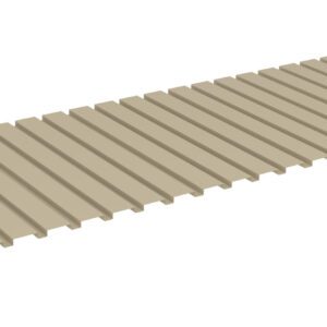 A long, rectangular beige panel with evenly spaced ridges running parallel along its length, resembling a corrugated surface.