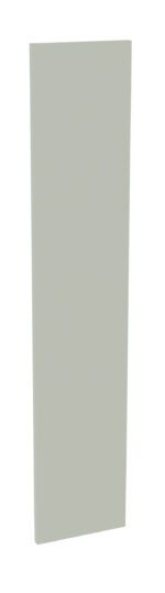 A tall, rectangular, pale gray panel with a smooth surface, standing vertically against a white background.