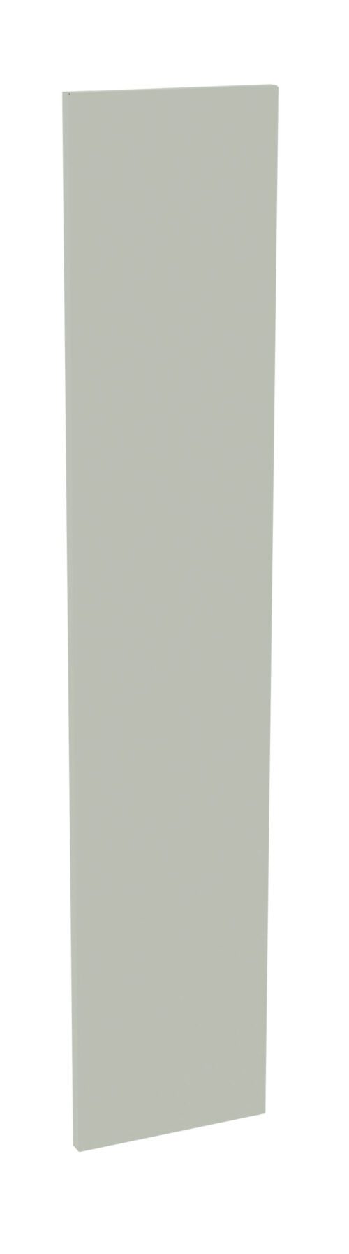 A tall, rectangular, pale gray panel with a smooth surface, standing vertically against a white background.