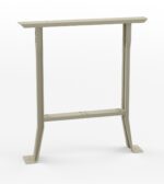A beige metal table frame with two legs and a rectangular shape, standing on a white background. The structure appears sturdy, with flat base plates at the bottom of each leg for stability.