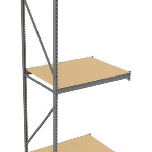 A three-tier metal shelving unit with wooden shelves, featuring an open design and metal supports on the sides for stability. The shelves are evenly spaced, and the unit has a minimalist, industrial appearance.