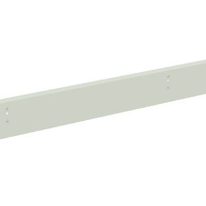 A long, thin, light gray metal bar with a rectangular cross-section, featuring evenly spaced small holes along its length and larger holes at each end, likely for mounting or attachment purposes. The background is plain white.