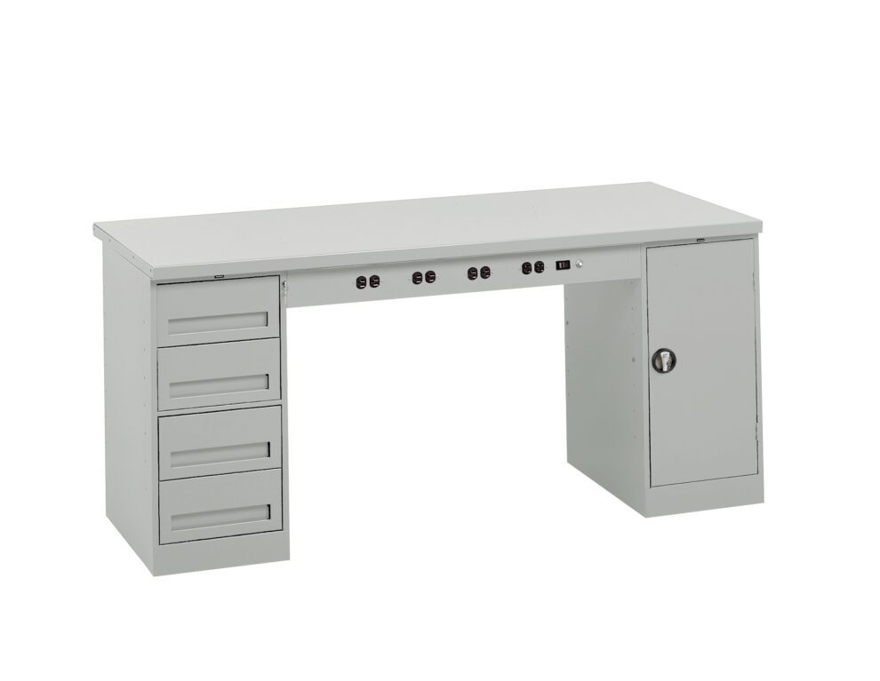 Tennsco 72"W x 30"D Electronic Modular Workbench With Steel Top, One ...