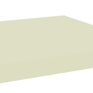 A beige, flat rectangular object with a slight shadow beneath, giving a sense of depth. The object is viewed at an angle, showing its thickness. It appears to be a minimalist representation of a tabletop or platform.
