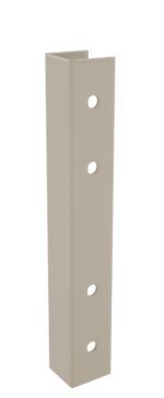 A beige, rectangular metal bracket with a right-angle bend and four evenly spaced holes along its vertical length. The bracket has a simple, utilitarian design.
