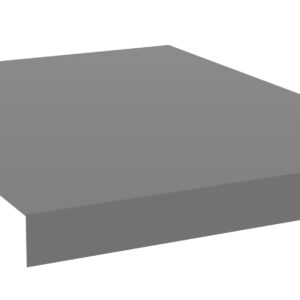 A gray, flat, rectangular object is depicted against a white background. It appears to be a solid, slab-like piece, shown in perspective from a lower and side angle.