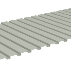 Illustration of a corrugated metal sheet, featuring evenly spaced ridges, displayed at an angle on a white background.