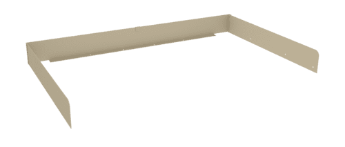 A beige metal bracket with three flat sides forming a U-shape. It has rounded corners and small holes along the edges, possibly for mounting or attaching to another object. The surface appears smooth and slightly reflective.