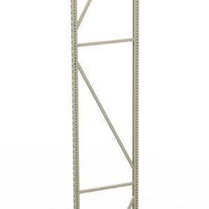Tall, narrow metal frame with diagonal and horizontal crossbars, likely part of a shelving or storage unit, set against a white background.