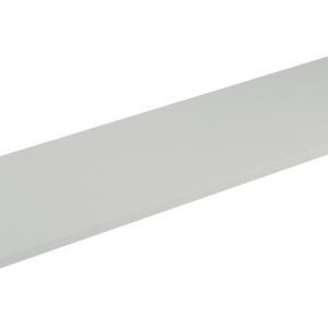 Gray, rectangular shelf with smooth edges and a clean, modern design, placed against a white background.