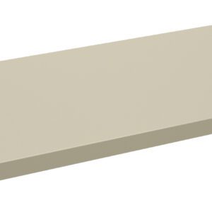 A beige metal panel with four small holes at each corner. The panel has a rectangular shape with a slight raised edge on one side. It appears to be a cover or lid for a larger structure or device.