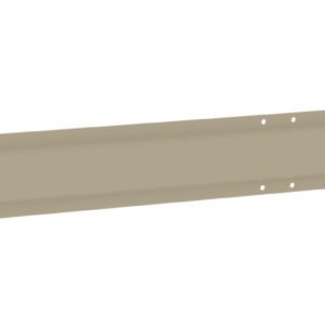 A long, narrow, beige metallic strip with multiple small holes symmetrically placed along its length. The strip appears flat with slightly raised edges.