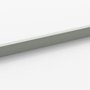 A long, rectangular metal or plastic strip with a smooth, light gray surface, featuring hooks or clips at each end. The strip is set against a white background, casting a soft shadow beneath.