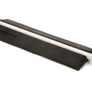 The image features two black sharpening stones with white cylindrical handles, placed parallel on a white background, resembling a TCT Crossover Hose Ramp (36x 12.5x 2.625), designed to accommodate a 2 PVC pipe. The stones textured surfaces suggest they are meant for tool sharpening or honing.