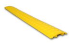 The TCT Large Cable Cover 41.1x9.25x4.53 features a yellow, textured, ridged surface and includes an underside channel of 1.625x1.625 for cable passage.