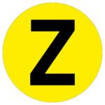 A bold black Z on a vibrant yellow circle characterizes the MH-USA Floor Identification Marker, measuring 7.48 inches in diameter for functionality and appeal.