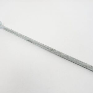 A TCT 12 Galvanized Spike and Washer, featuring a long metallic body with a pointed tip and round head, is positioned diagonally on a plain white background, providing reliable stability for outdoor activities.
